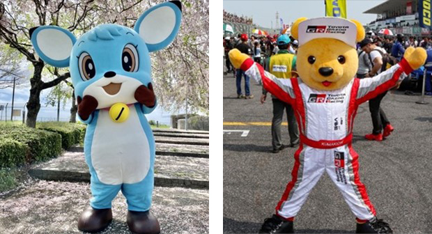 左:鈴鹿市マスコットキャラクター「ベルディ」 右:TGRキャラクター「くま吉」